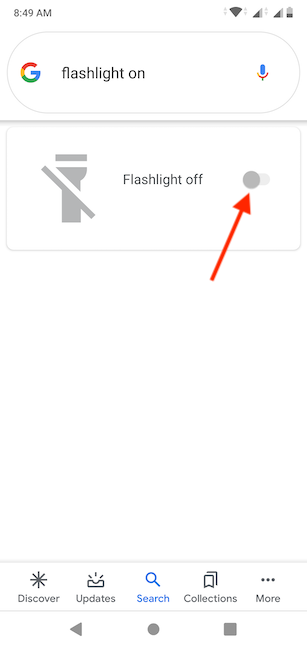 Use the switch to toggle the Flashlight on or off