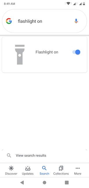 The Google Assistant turns on the Flashlight