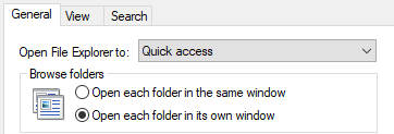 Open each folder in its own window