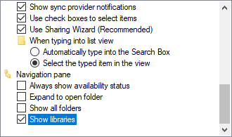 Show libraries in File Explorer