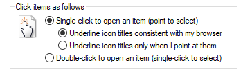 Single-click to open an item