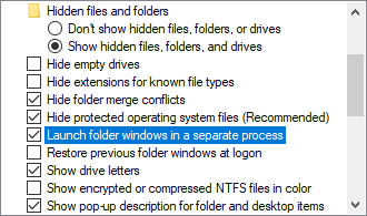 Launch folder windows in a separate process