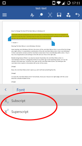 Android, Microsoft, Office, Word, text, font, format, size, color, edit, options