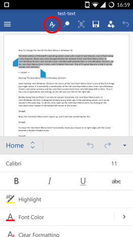Android, Microsoft, Office, Word, text, font, format, size, color, edit, options