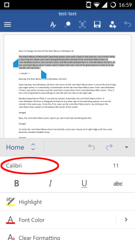 Android, Microsoft, Office, Word, text, font, format, size, color, edit, options