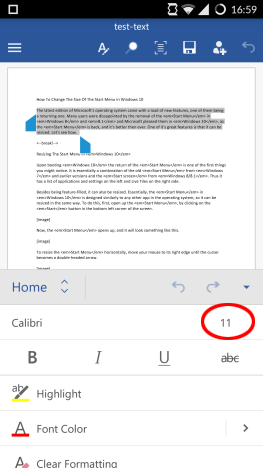 Android, Microsoft, Office, Word, text, font, format, size, color, edit, options