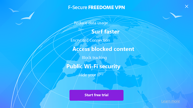 F-Secure Freedome, VPN, Windows