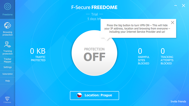 F-Secure Freedome, VPN, Windows