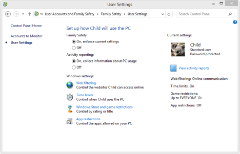 Family Safety in Windows 8