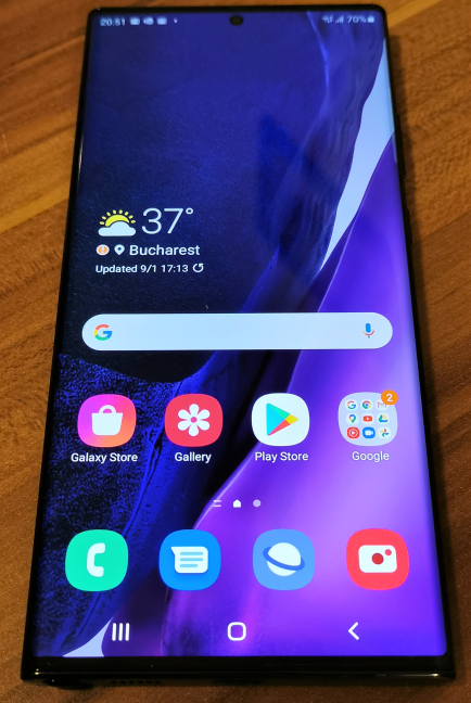 The user interface on the Samsung Galaxy Note20 Ultra 5G