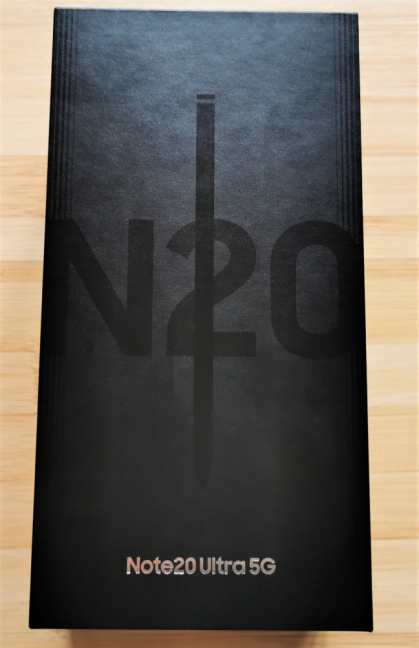 The packaging used for Samsung Galaxy Note20 Ultra 5G