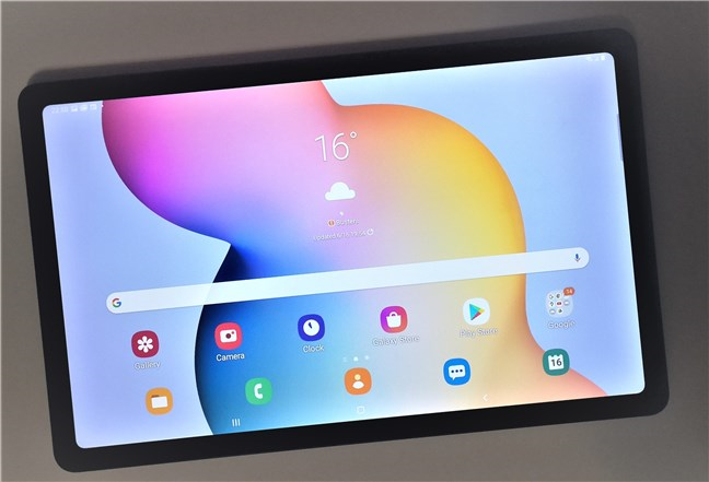 The home screen of the Samsung Galaxy Tab S6 Lite