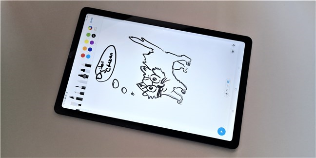 Sketching on the Samsung Galaxy Tab S6 Lite Android tablet