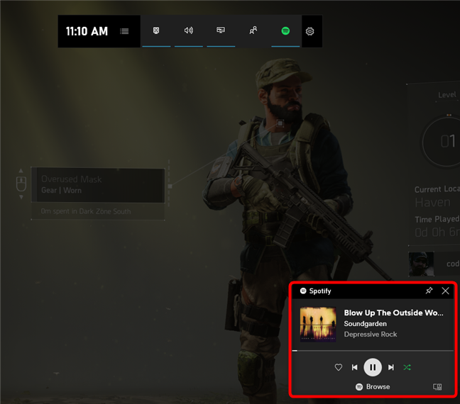 Xbox Game Bar has enabled the Spotify widget