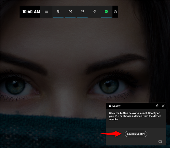 The Launch Spotify button from the Spotify widget