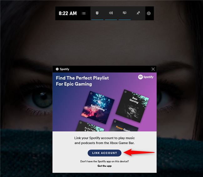 Linking your Spotify account to the Xbox Game Bar