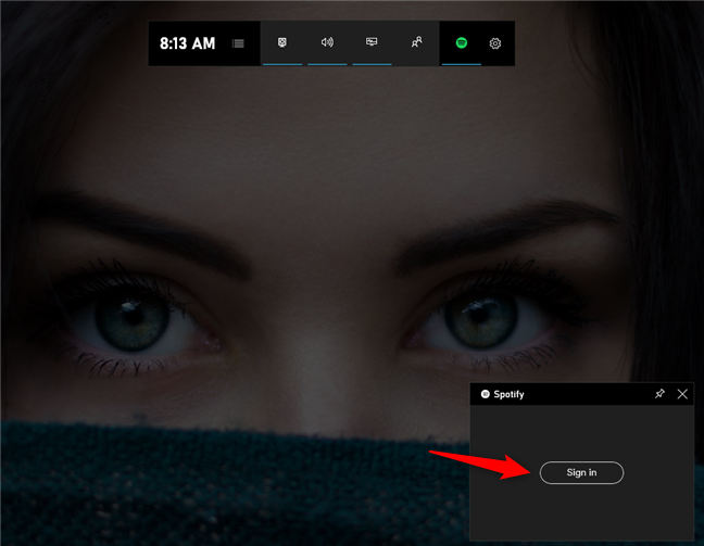 The Sign in button from the Spotify widget