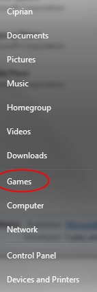 Games Folder in Windows 7