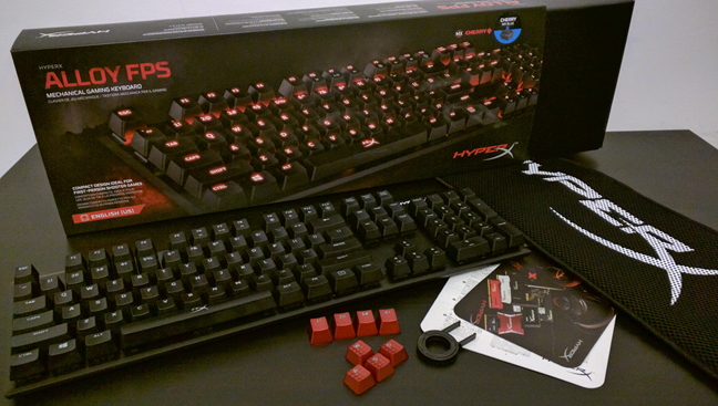 The accessories bundled with HyperX Alloy FPS