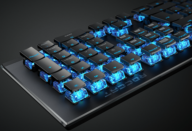 Roccat Vulcan 100: The keys are mounted on the aluminum top plate