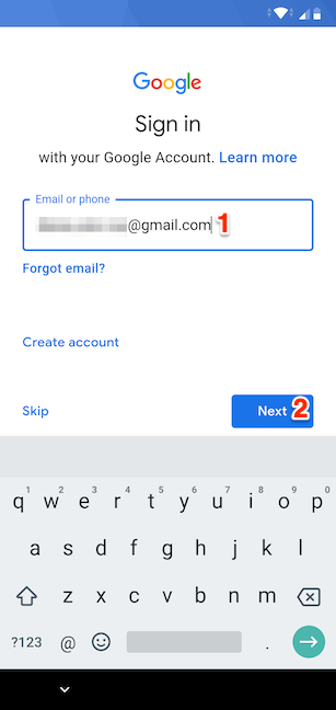 Enter the Email or phone connected to your Google Account