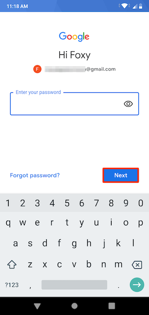 Enter your password and press Next