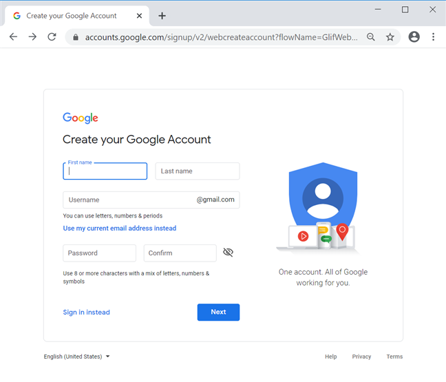 create a google account in 4 easy steps
