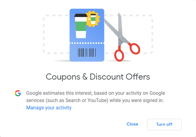 Turn off interests from your Google ads profile