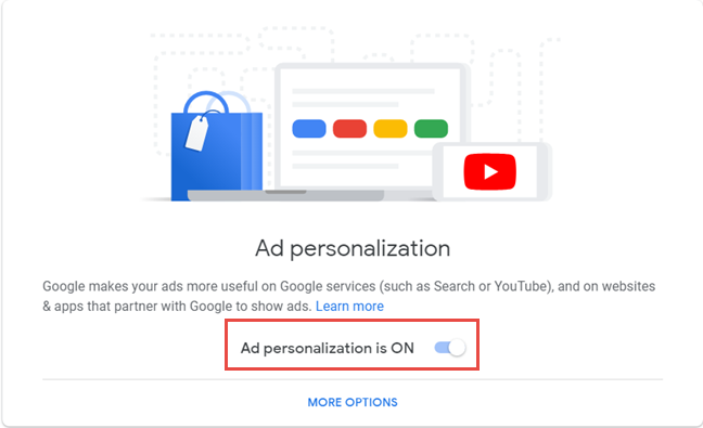 Turn off Google's ad personalization