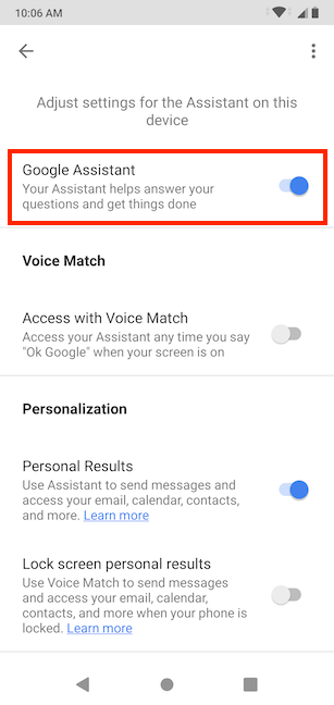 Tap on Google Assistant