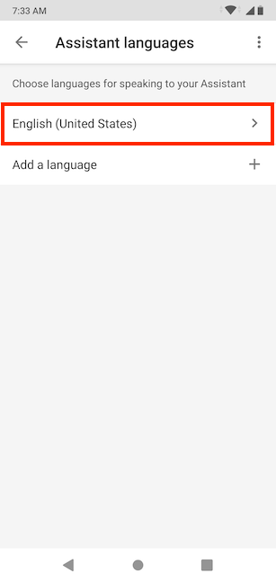 Tap on the default language to change it