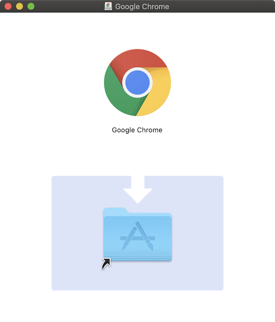 Pop-up showing the icons for Chrome and the Applications folder