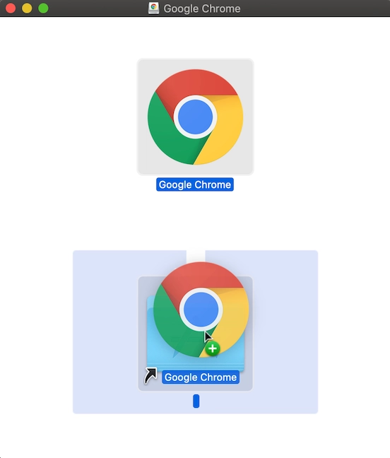 Dragging and dropping Google Chrome into Applications