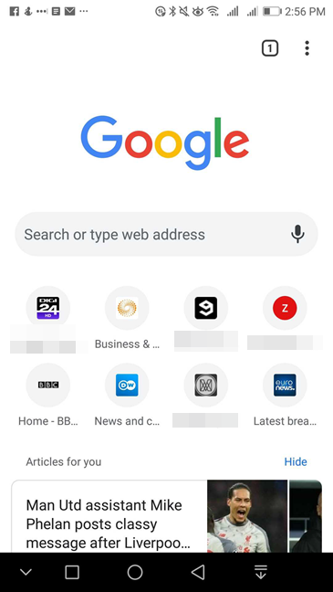 Google Discover in Google Chrome