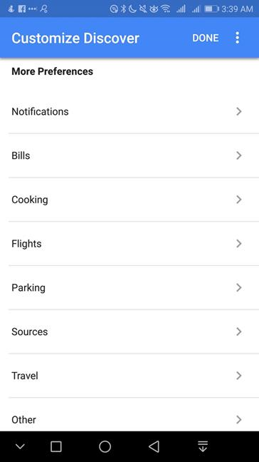 More preferences in Google Discover