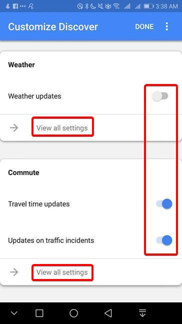 Customize the Weather and the Commute in Google Discover