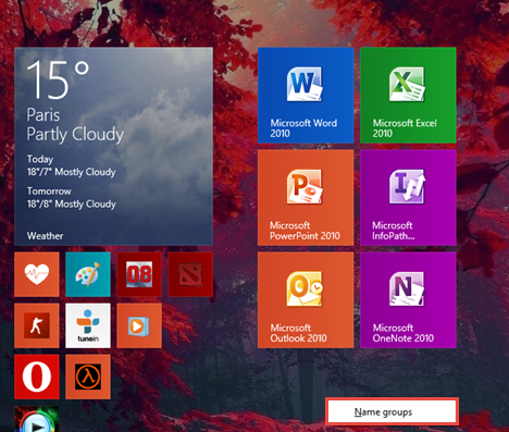 groups, shortcuts, Windows 8.1