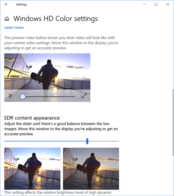 HDR in Windows 10