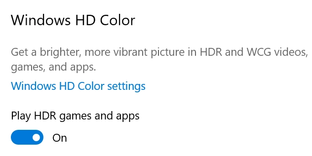 Enable Play HDR games and apps