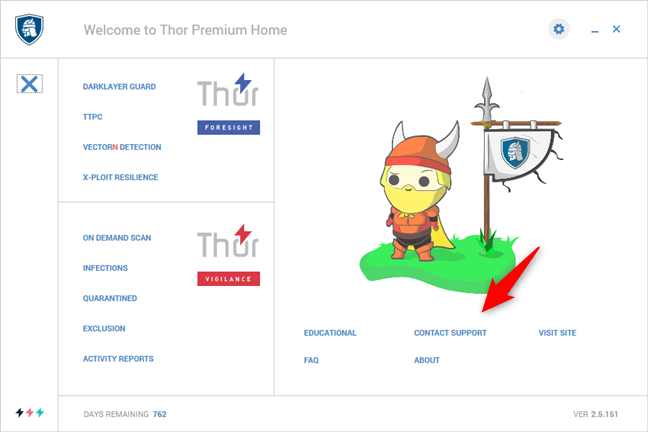 The support options available in Heimdal Thor Premium Home