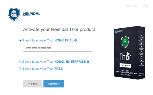 The activation step for Heimdal Thor Premium Home