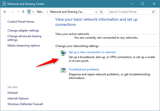 Set up a new connection or network