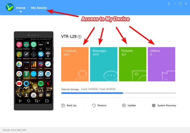 Access My Device in HiSuite