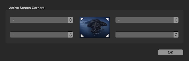 The Mac Hot Corners are inactive by default