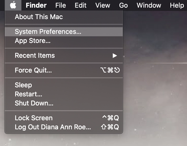 System Preferences in the Apple menu