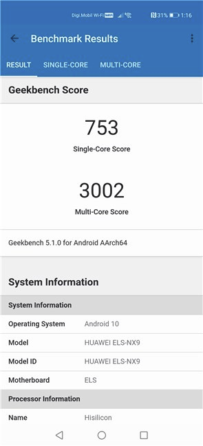 Huawei P40 Pro: Benchmark results in Geekbench