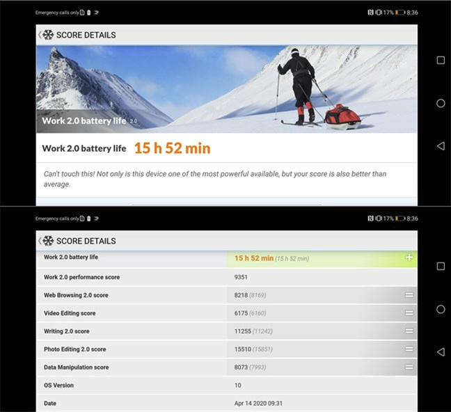 Huawei P40 Pro: Battery benchmark results in PCMark