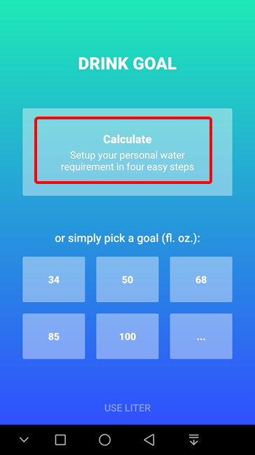 Calculate your water requirement in Hydro Coach