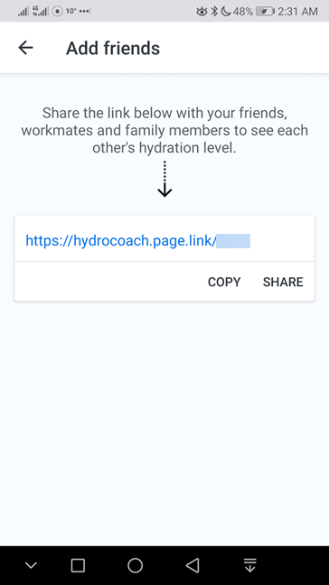 Your personal Hydro Coach link to connect with your friends