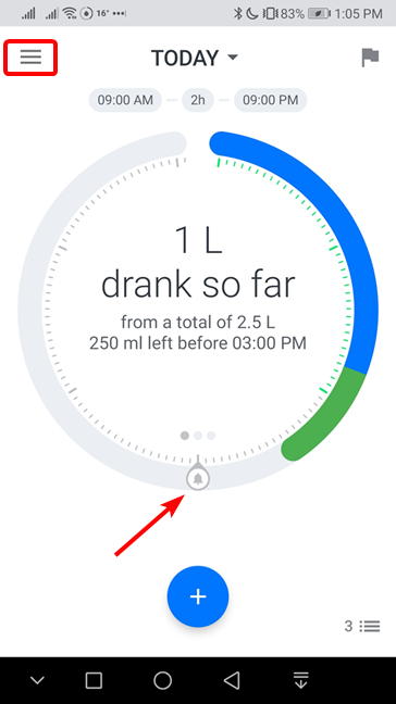 Checking the progress of your liquid intake in Hydro Coach